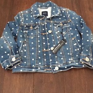 NWT Gap Kids Denim Polka Dot Jacket XS 4/5